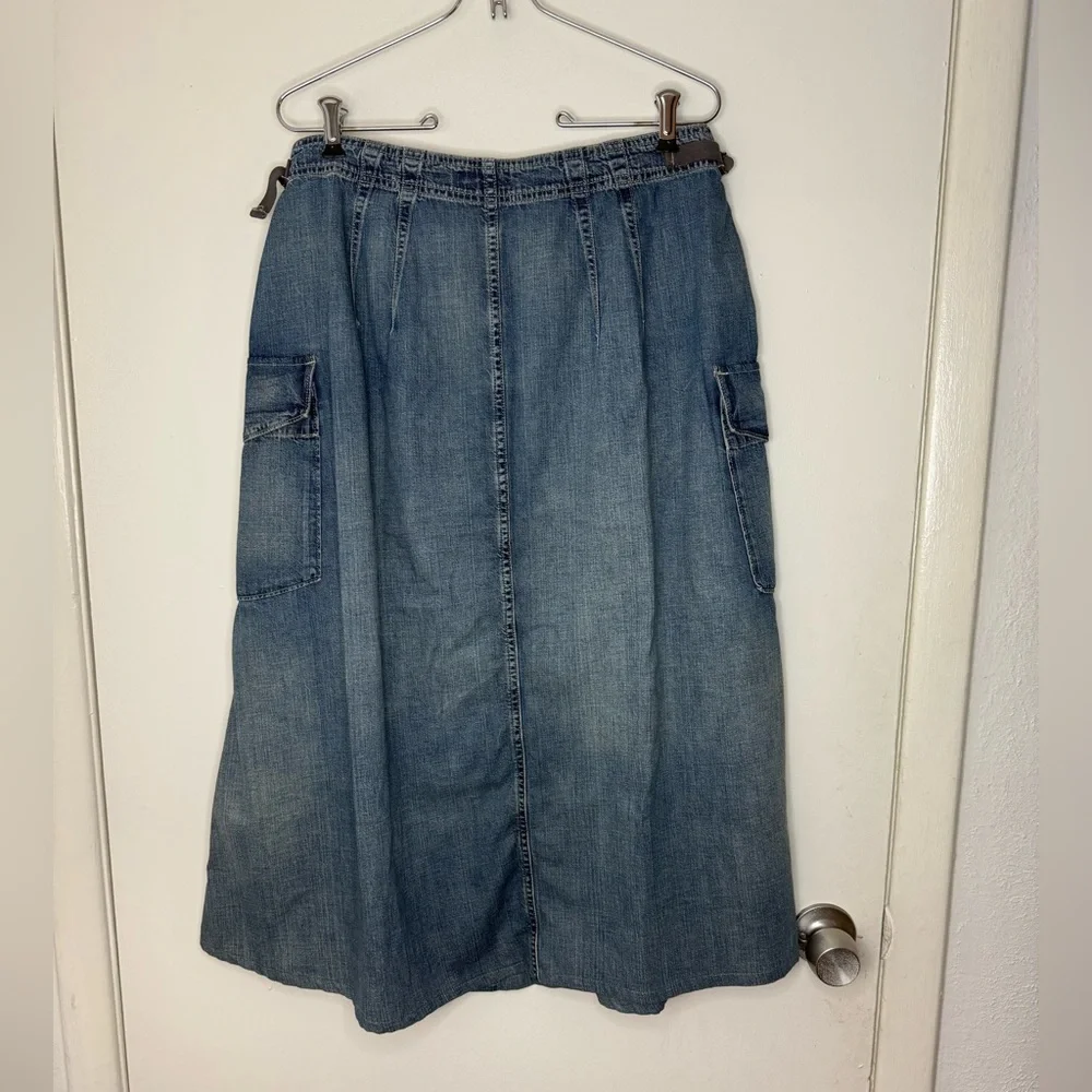 RRL double R Ralph Lauren, chambray, button-down, midi skirt. M - Picture 5 of 9